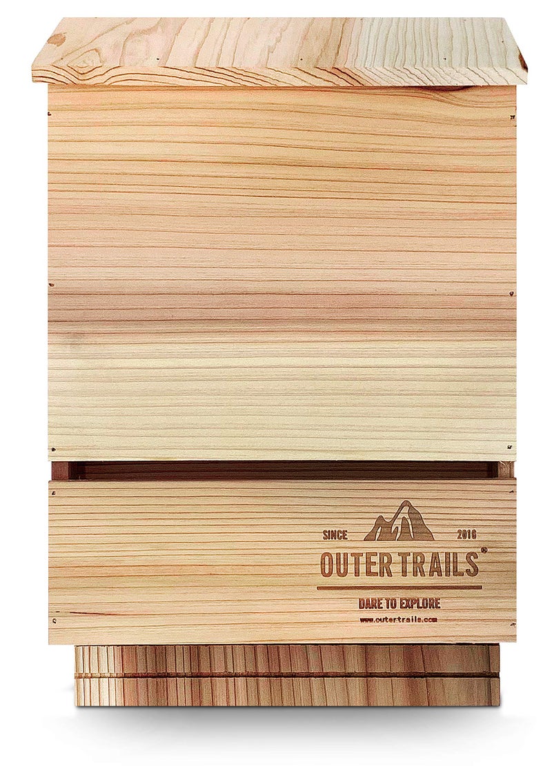 Outer Trails Bat House Outdoor Bat Habitat, Natural Cedar Wood, 3 Chamber - Image 2